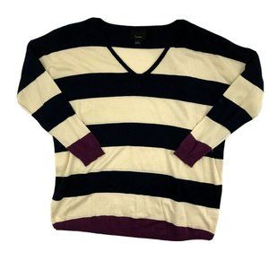 Women's Lumiere Large Horizontal Striped Sweater - Black, Purple, Cream